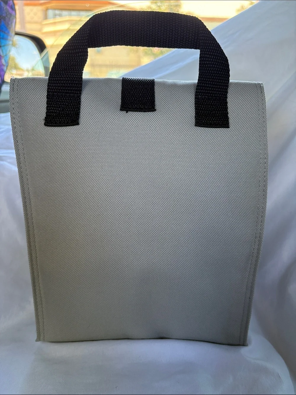 Sabre Insulated Lunch Bag - Light Gray with Blue Logo